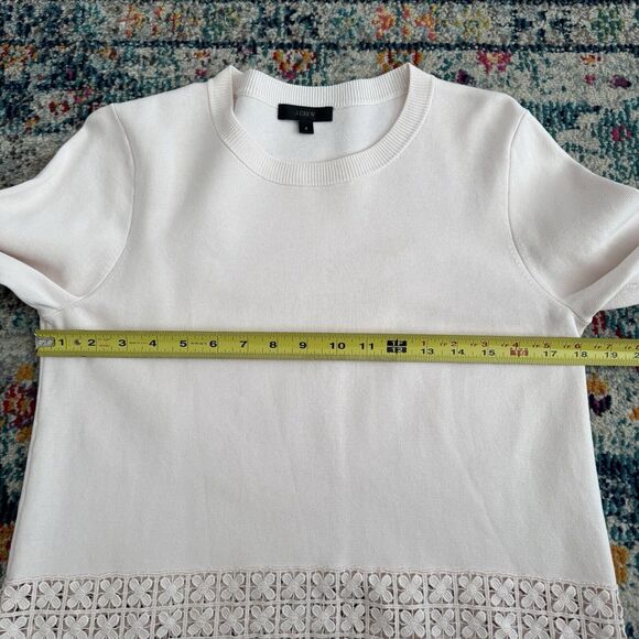 J.Crew Eyelet Light Pink Knitted Pullover‎ Crewneck Sweater Size Small - Picture 6 of 6